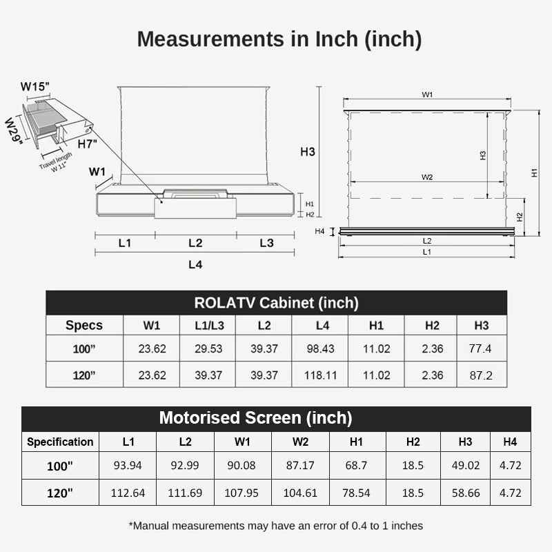 Shore ROLATV Rollable Laser Matte TV Cabinet (Pre-assembled)