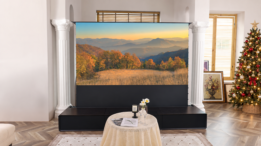 Shore ROLATV cabinet with Christmas tree